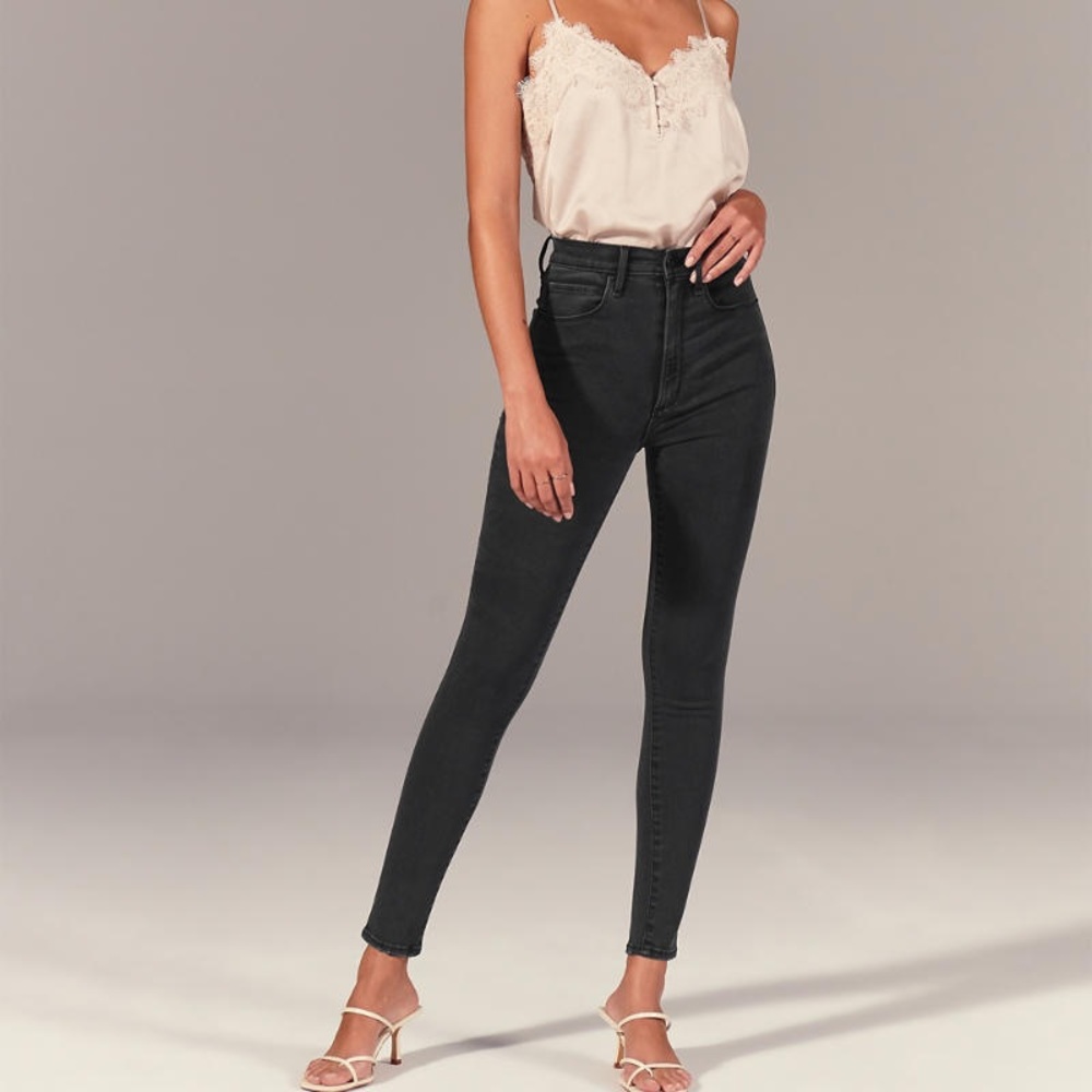 Ultra high-rise black skinny jeans